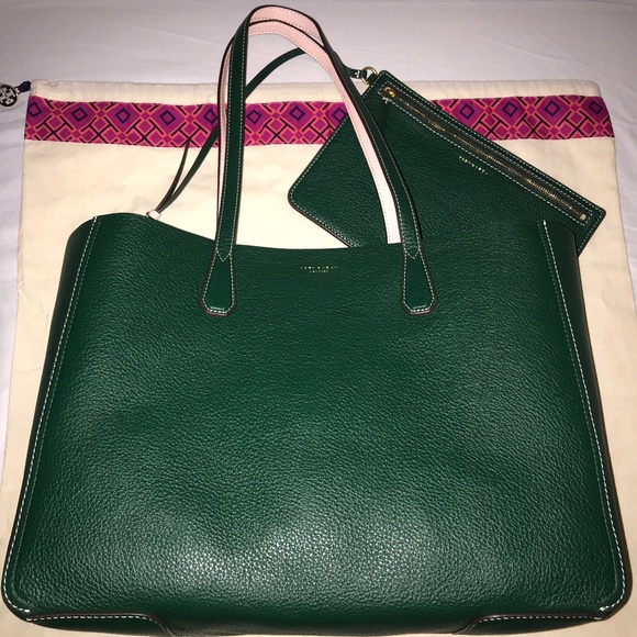 Tory burch pink and green tote Clearance